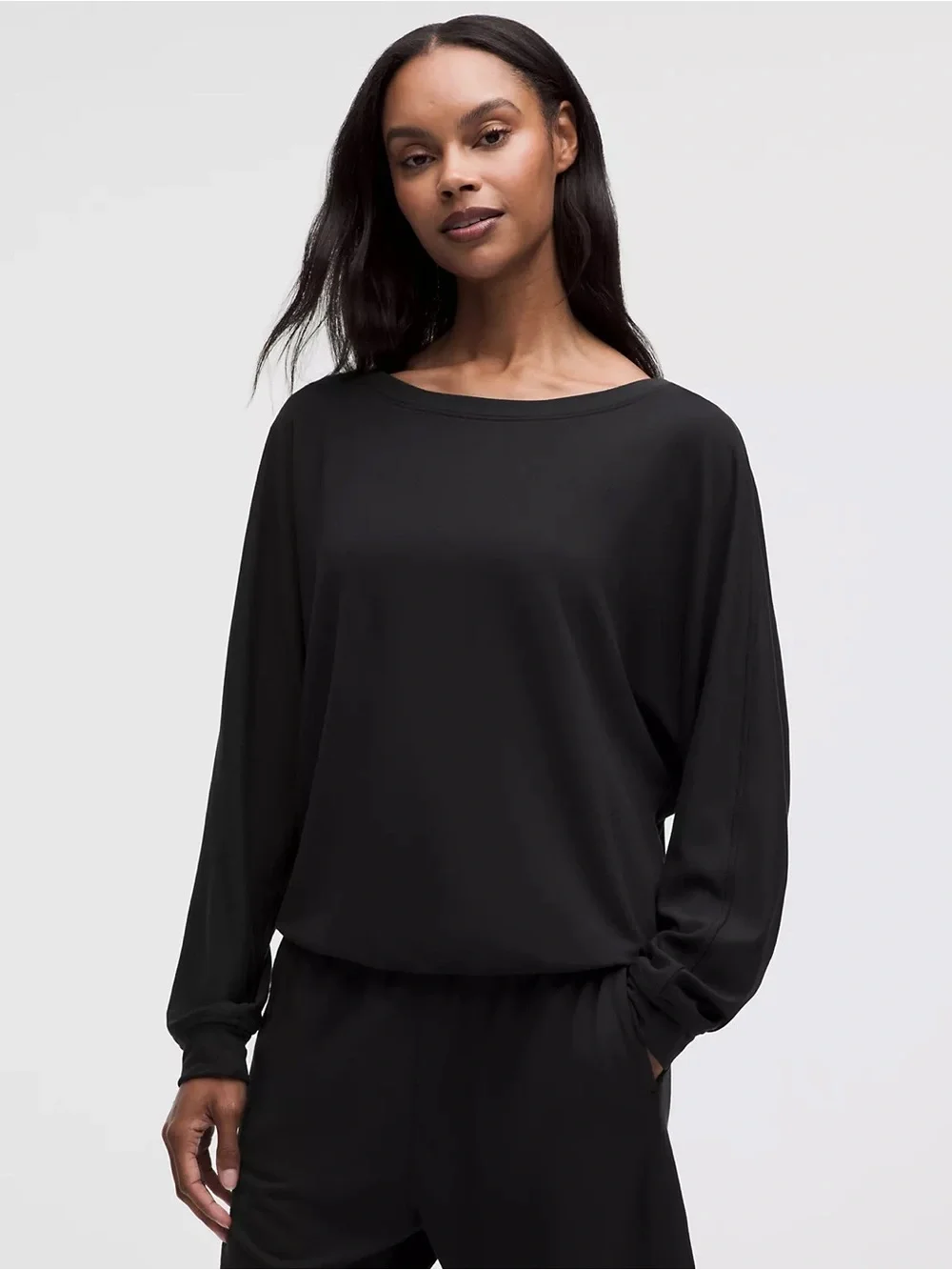 324. Lululemon BeCalm Oversized black sweatshirt PTP 21” S/M
